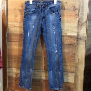 True Craft distressed straight leg jeans